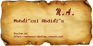 Mohácsi Abdiás névjegykártya